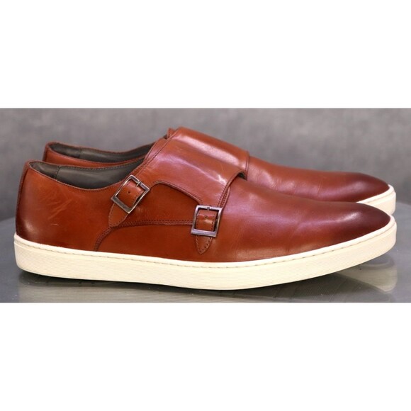 Nordstrom Shop $180 Men\'s Double Monk Strap Sneakers Shoes Sz 12 M Leather Brown main image 6